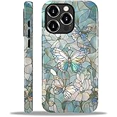 NONMY Compatible with iPhone 12 Pro Max Case,Hybrid 2-Layer Hard Shell Silicone Case - Stained Glass Butterfly - Scratch Resistant Shockproof Cover