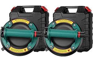 Zautool 8" Glass suction cup, 2 Pack Glass suction cups to Lift Large Glass, Heavy Duty Hand-held Vacuum Glass Suction Cup Lifter for Granite & Glass Lifting, 480 lbs Load Capacity/Free Carring Case