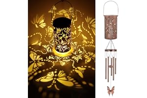 YHmall Butterfly Wind Chimes for Outside, 35'' Solar Wind Chimes Butterfly Gifts for Women Grandma Mom Solar Lanterns Memorial WindChimes Outdoors for Garden Christmas Decor