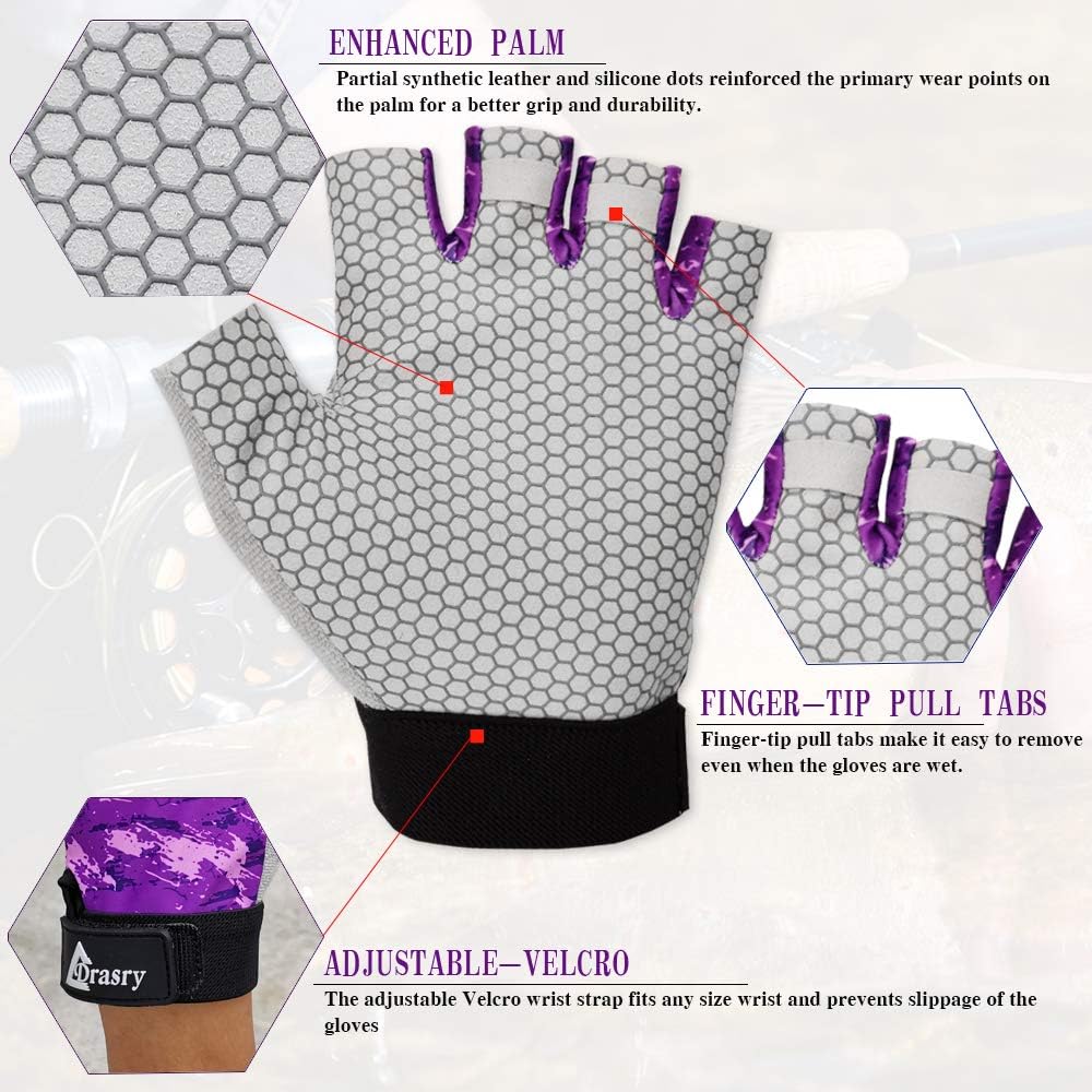 Drasry UV Fishing Gloves Fingerless Sun Protection Men Women UPF50+SPF for Fishing Kayaking Paddling Hiking Sailing Rowing Driving Canoeing Glove : Sports & Outdoors