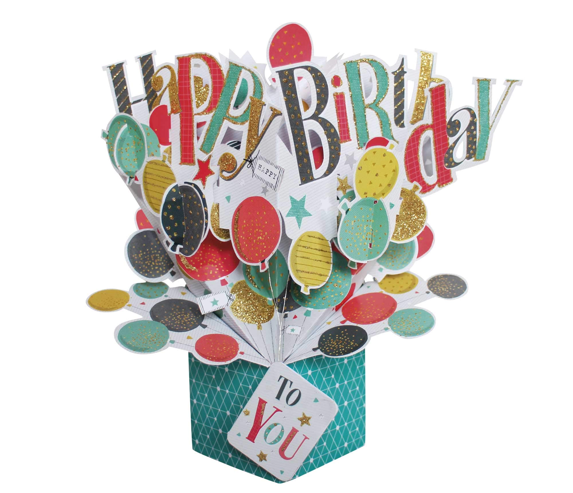 Happy Birthday Bunch Of Balloons Birthday Pop Up Greeting Card 3D Pop-Up Cards