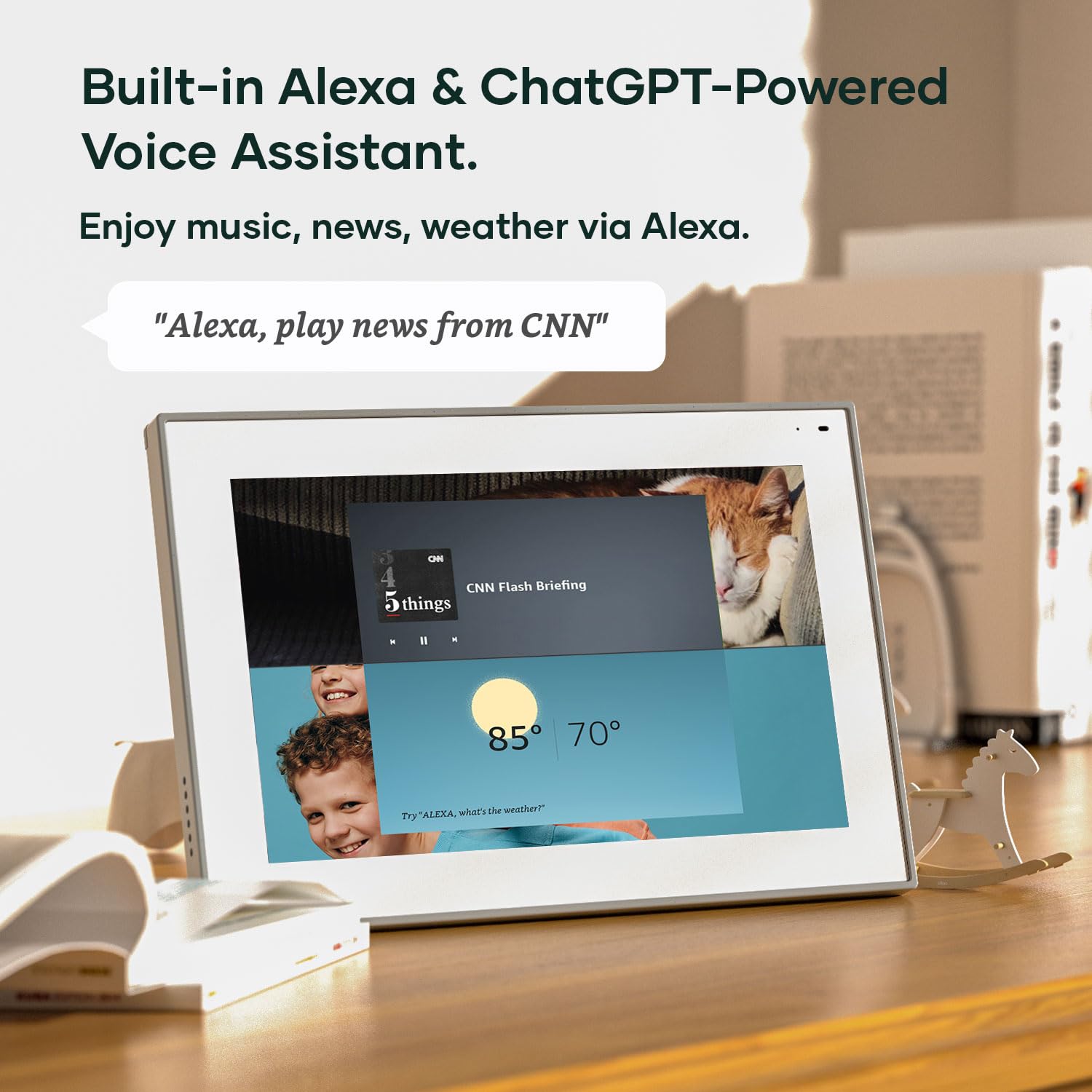 Cozyla Digital Picture Frame 10.1 Inch Share Photos and Videos via Email Google Photos Instagram App Smart Digital Photo Frame WiFi Free Unlimited Storage Built-in Alexa Electronic Picture Frame White