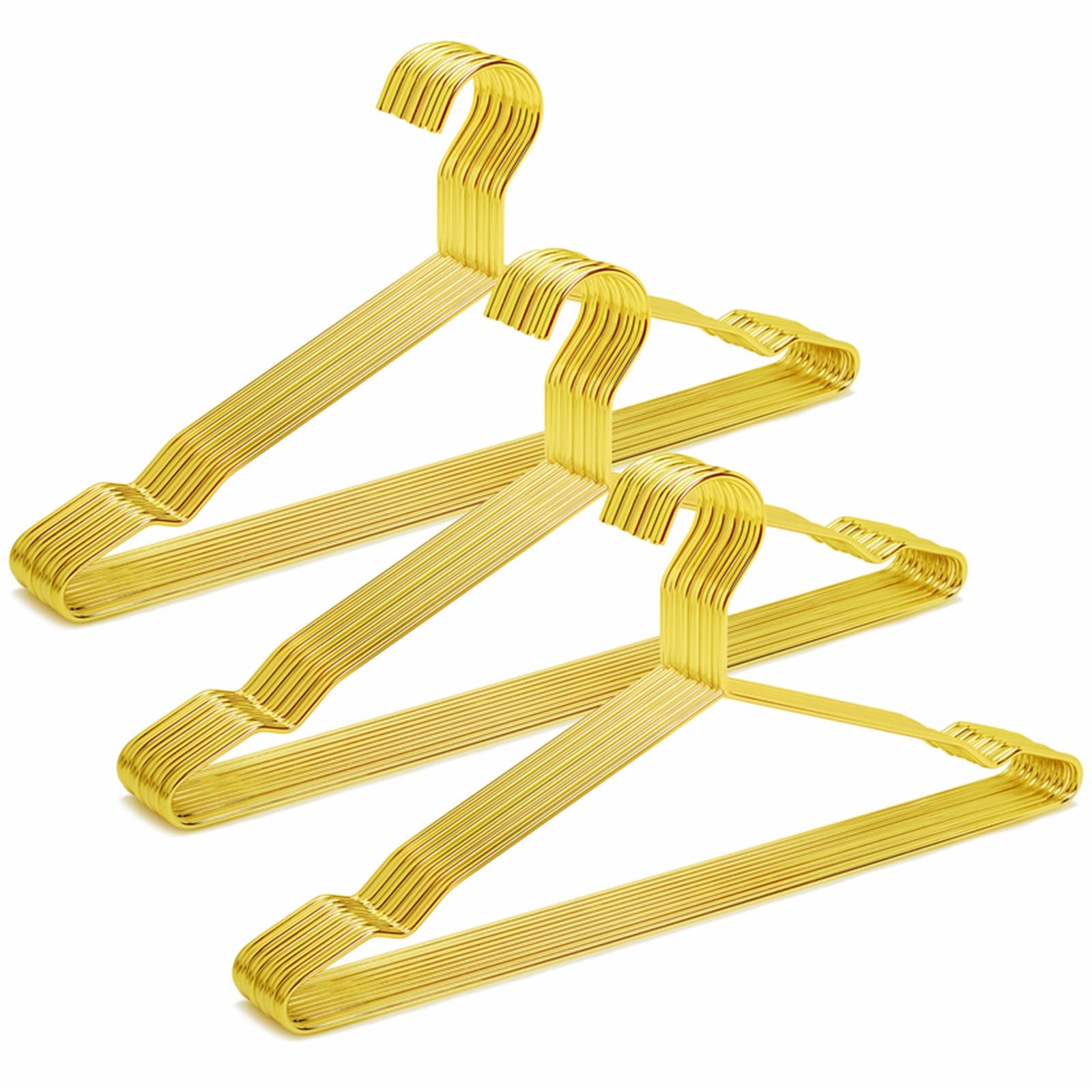 Photo 1 of Amber Home 30 Pack 17" Shiny Gold Strong Metal Hanger, Gold Clothes Hangers, Heavy Duty Coat Hangers, Standard Suit Hangers for Jacket, Shirt, Dress (Gold, 30)