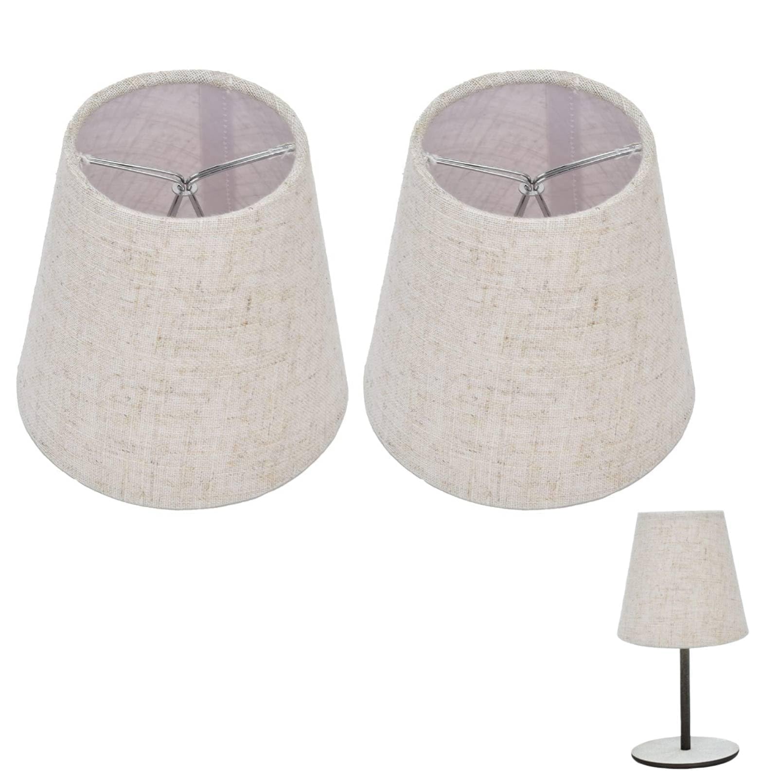 2Pcs Fabric Lamp Shades, Small Lamp Shades Clip On Light Fabric Lampshades Table Light LampShade Chandelier for Wall Table(02)