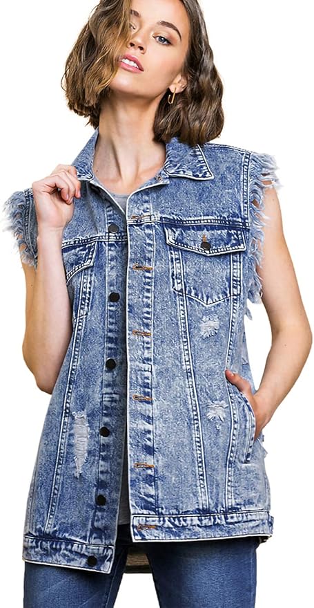 vest over denim jacket
