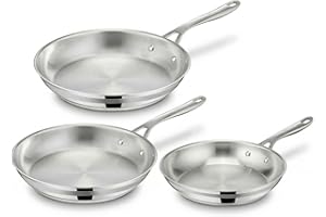 Jamie Oliver by Tefal Cooks Smart Frying Pan Set (20/24/28cm) Stainless Steel Frying Pan Set, Robust, Fast Heating, Even Cook