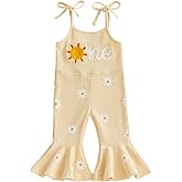 XRTBMN One Silly Goose Birthday Outfit Girl Flared Jumpsuit Infant Baby Waffle Sleeveless Tie Up Strawberry Romper Overalls