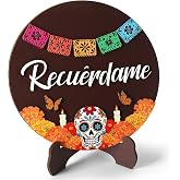 Dia De Los Muertos Ofrenda Altar Decorations Kit Day Of The Dead Altar Decorations Recuerdame Stand Wood Sign Supply for Halloween Mexican Day of the Dead Home Party Decor(Recuerdame)