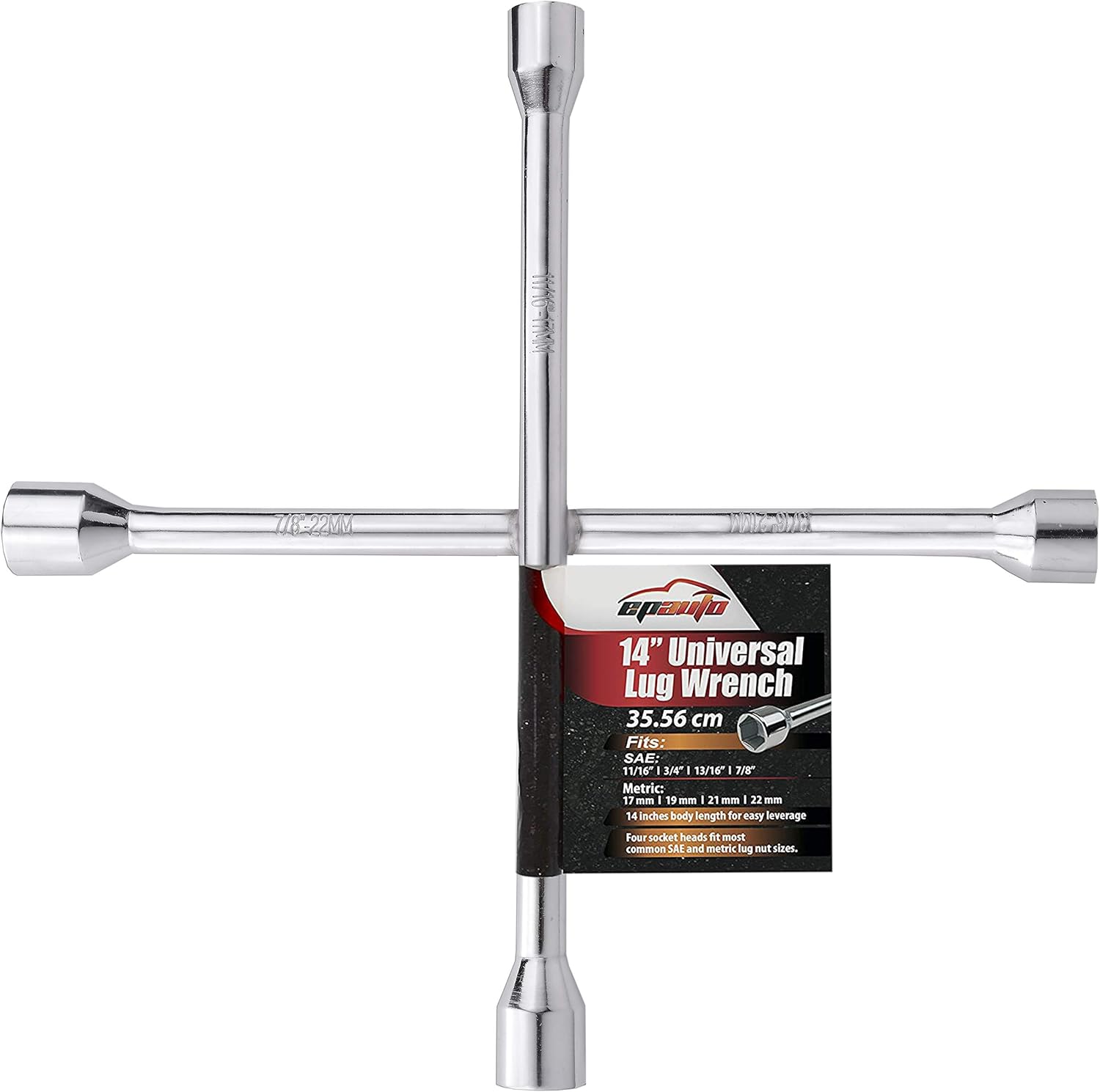 EPAuto 14" Heavy Duty Universal Lug Wrench, 4-Way Cross Wrench: Home Improvement