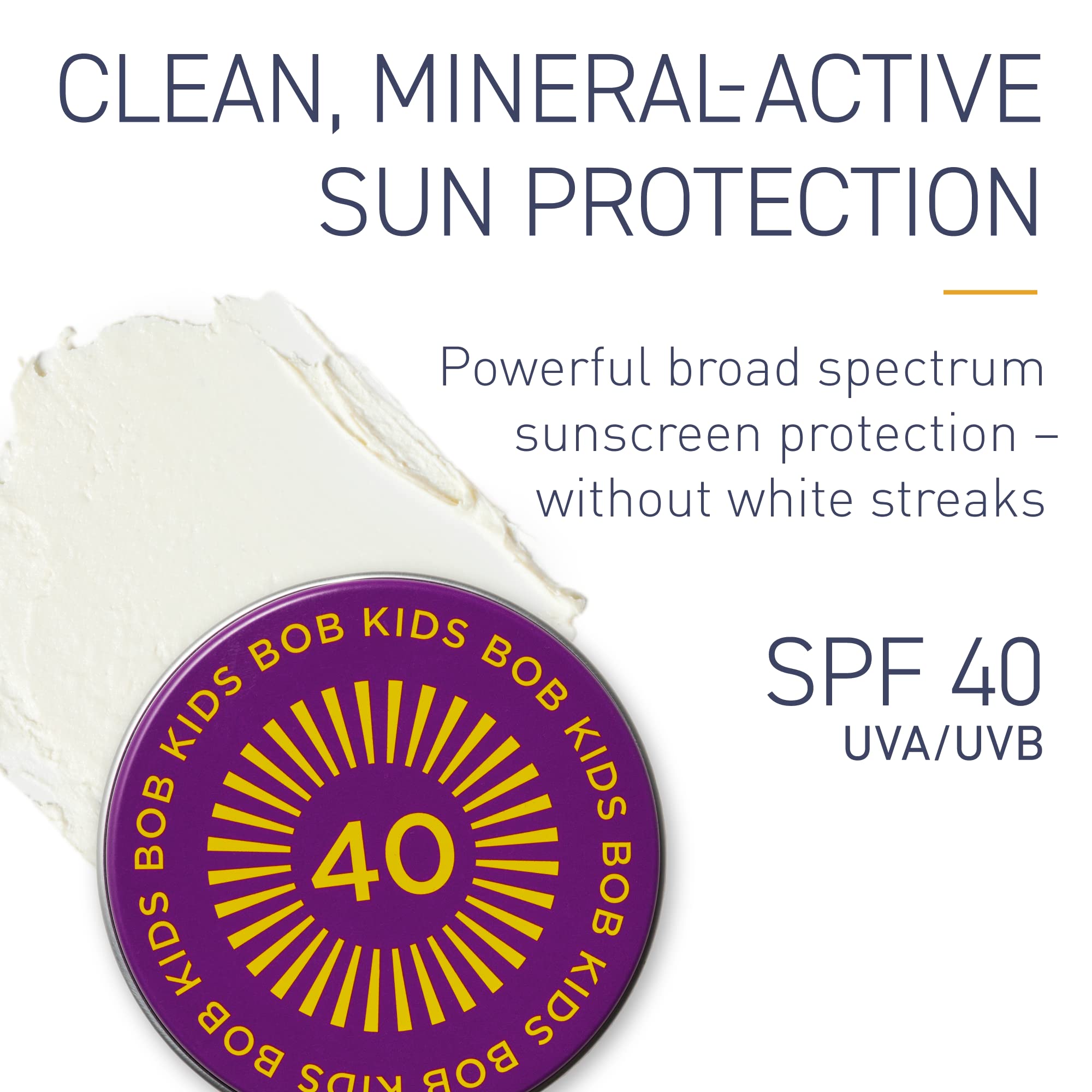 BOB KIDS Balm, SPF 40 Broad Spectrum Mineral Sun Protection, Hydrating, Perfect for Winter and Water Sports, Safe for Sensitive Skin, For All Ages