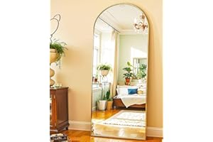 KOMCOTE Arch Mirror Full Length, Floor Length Mirror, Arched Floor Mirror, Wall Mirror Full Length, Large Floor Mirror, Bedroom Mirror Full Length, Gold Floor Mirror for Living Room, Gold