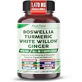 Boswellia Complex 1470mg, w Turmeric for Joint &amp; Gut Wellness, 150 Capsules | Concentrated 10:1 extracts for Joint &amp; Digestive Wellness Support, w Ginger up to 150-day supply. Third-Party Tested, Non-GMO