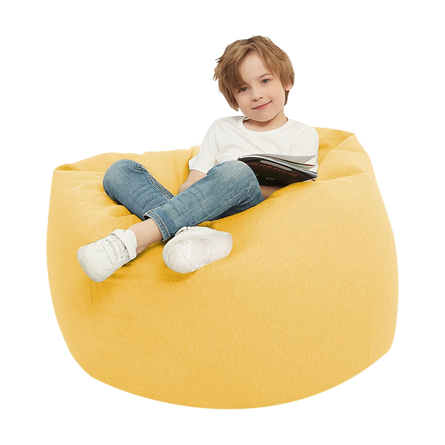 Langla-Shades Bean Bag Chair Cover, Indoor Outdoor Beanbag Seat Sofa without Filling, Yellow, 80cm x 90cm