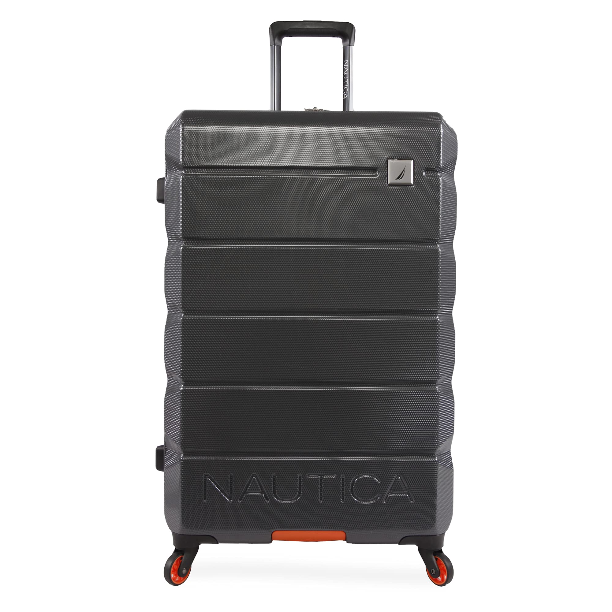 Nautica Quest Hardside Spinner Luggage, Grey/Orange, Checked-Large 29-Inch