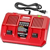 【Faster】 Replacement 18V Charger for mil-Waukee m-18 Battery Charger 48-59-1802,Compatible with All Mil-Waukee 18V Batteries 48-11-1820/48-11-2440... Can Charge Simultaneously