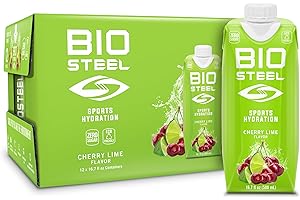 BioSteel Sports Drink, Great Tasting Hydration with 5 Essential Electrolytes, Cherry Lime Flavor, 16.7 Fluid Ounces, 12-Pack