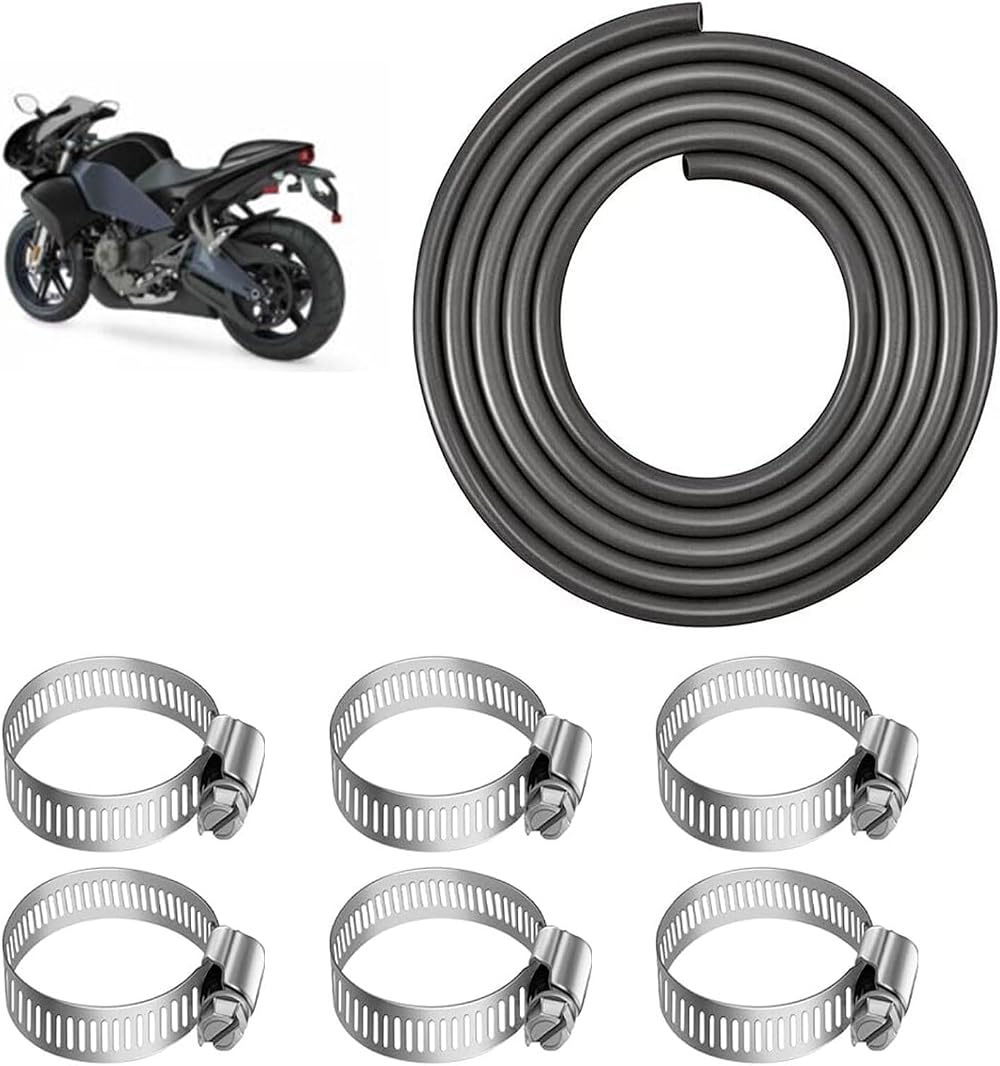 QEEROYO 8mm High-Temp Fuel Line 1m with Clamps for Tractors Cars Trucks