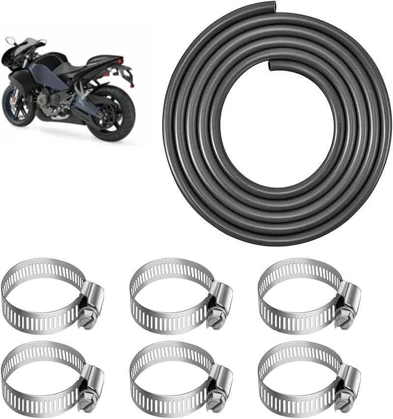 QEEROYO 8mm High-Temp Fuel Line 1m with Clamps for Tractors Cars Trucks
