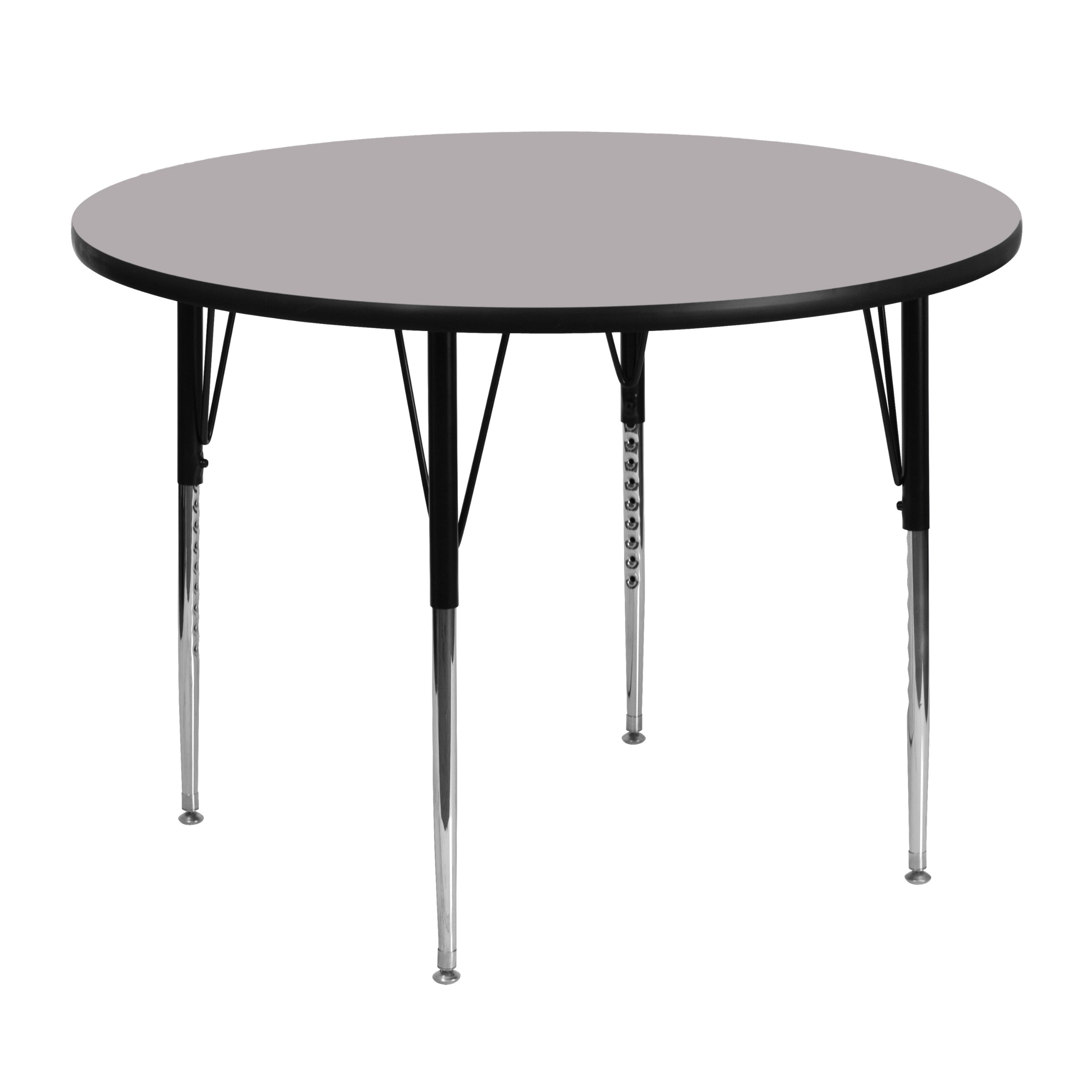 Flash Furniture 48'' Round Grey Thermal Laminate Activity Table - Standard Height Adjustable Legs