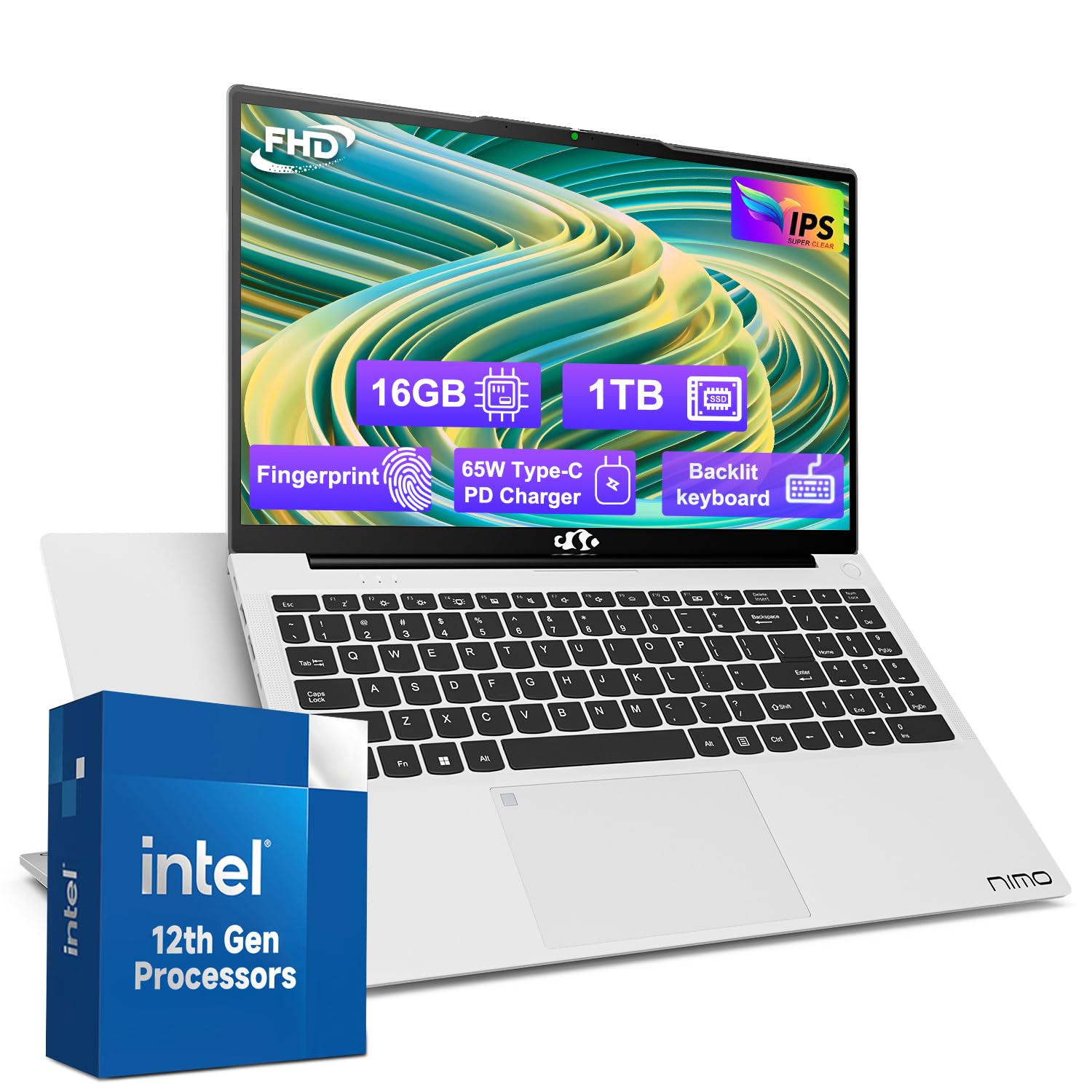 15.6-FHD-Laptop Student-Laptop, 16GB RAM 256GB SSD, Intel Pentium Quad-Core N100 Processor (Up to 3.4GHz) Backlit Keyboard Fingerprint WiFi 6 BT5.2 Business-Laptop, 2 Years Warranty Windows 11 Laptop
