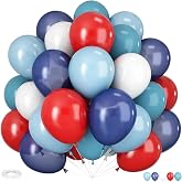 HILAVO Red Blue White Balloons 60 PCS Navy Light Blue Red White Balloon | Baseball Nautical Birthday Party Britain Patriotic Labor Memorial Day 4th of July Independence Day Decorations