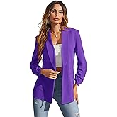 WDIRARA Women's Long Sleeve Open Front Blazer Casual Work Office Jacket