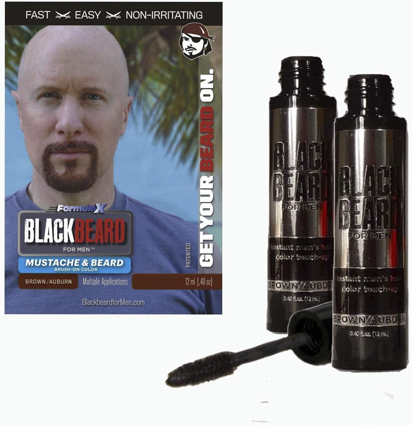 Blackbeard for Men - temporary brush on colour 12ml (0.40oz) Brown/Auburn (Auburn/Brown X2)
