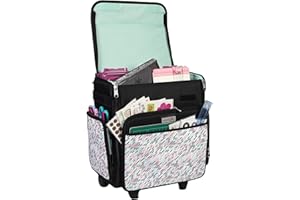 Everything Mary Collapsible Rolling Craft Bag, Pill - Wheeled Scrapbook Tote for Scrapbooking & Art - Travel Organizer Storage Bin for Paper, Glue, Tape - Roller Cart for Teachers & Medical