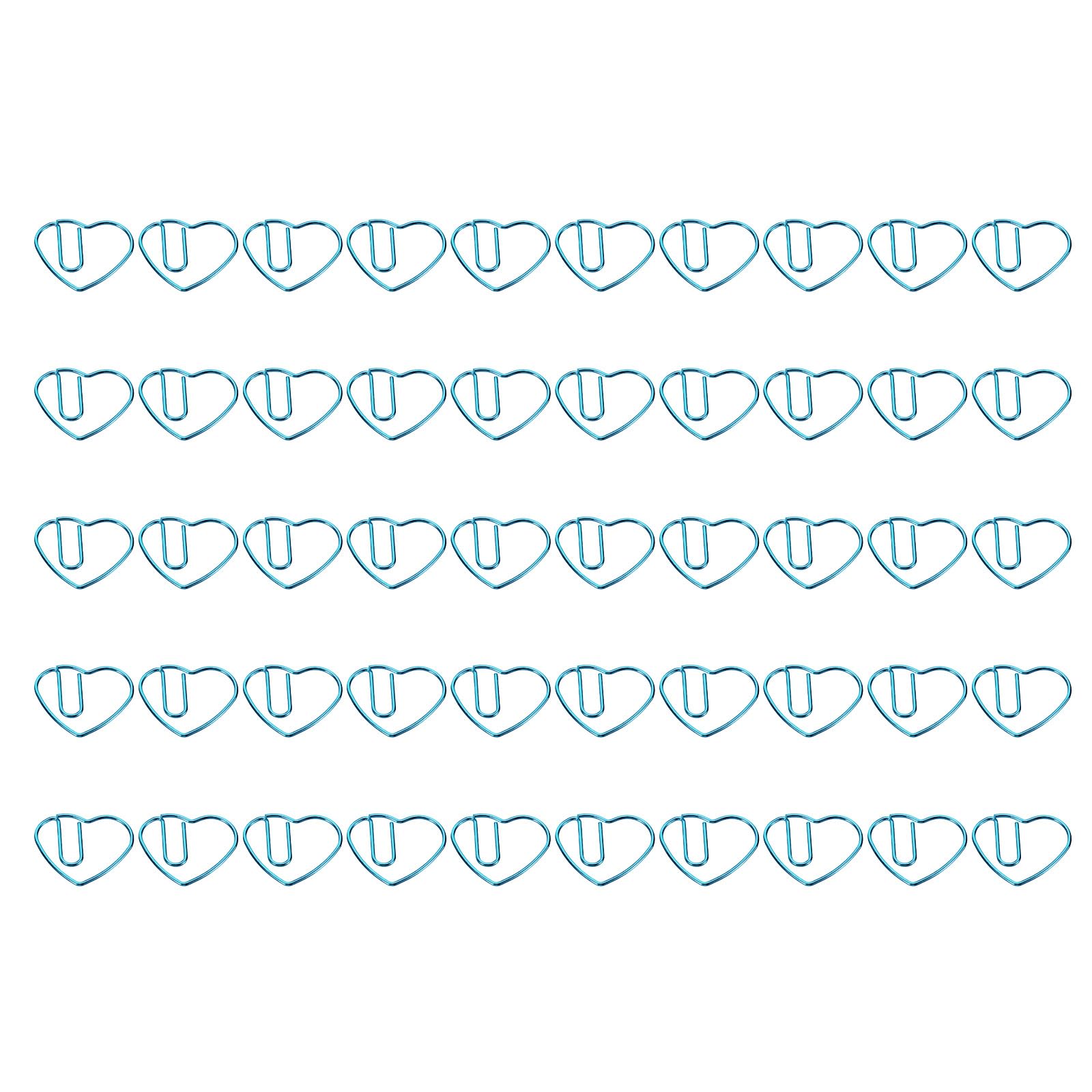 YOKIVE 100 Pcs Paper Clip, Heart-Shaped Clips, Keep Table Neat, Great for Office, Art, Home, Daily Use (Blue, 1.1-inch)