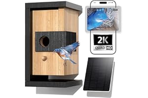 Smart Bird House with Camera Solar Powered, 2K Live Video & Night Vision for 24/7 Nesting Recording, Auto Detect & Notify, Ideal Nature Gift for Bird Lovers, AI Identify Lifetime Free