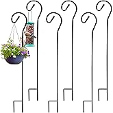 Hicarer 6 Pcs Shepherd Hooks 32 Inch 1/3 Thick Curled Metal Garden Hook Outdoor Shepherd Hook Stands for Wedding Garden Decor Hanging Lanterns Bird Feeders Solar Outdoor Lights