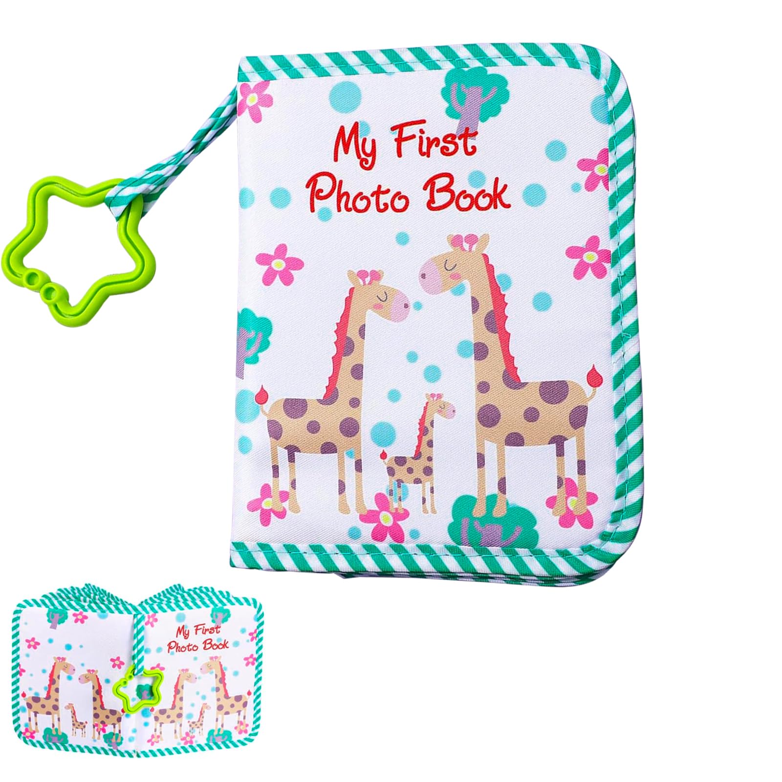 Soft Cloth Baby Memory Books - Personalised Photo Albums - New Mum, New Baby Gifts (Green)