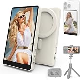 Vamvo Magnetic Selfie Monitor Screen for iPhone &amp; Android, 4K Wireless Vlog Screen with Remote, 180&deg; Rotation &amp; Screen Mirroring Content Creator Essentials for TikTok, YouTube Live Streaming (White)
