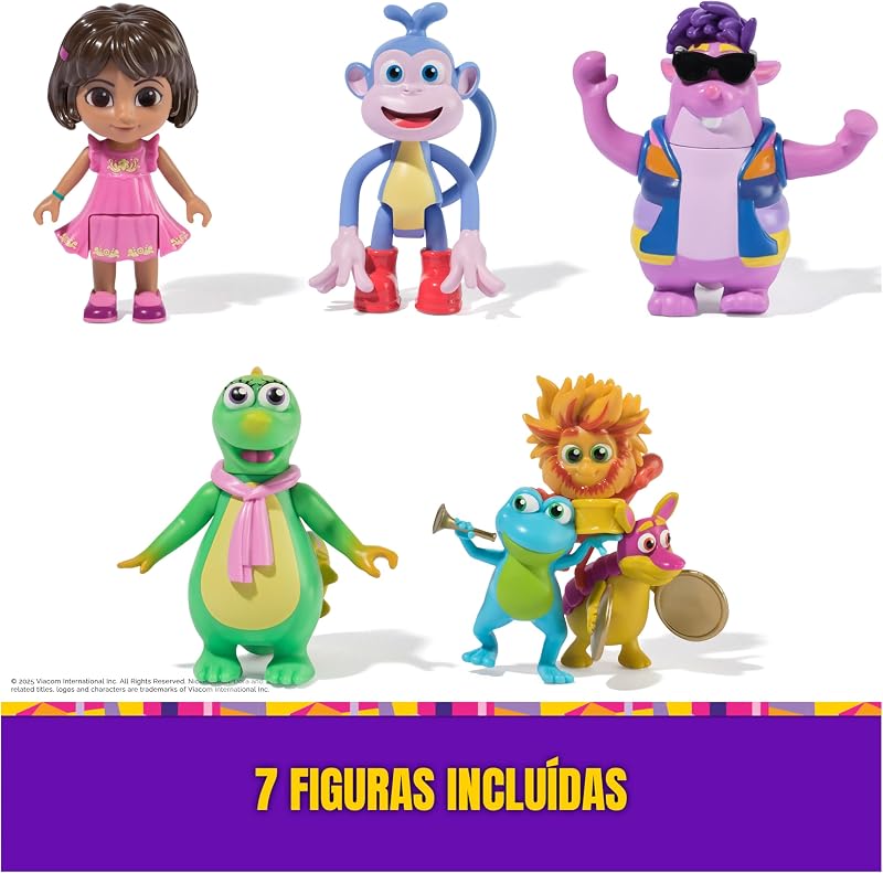 O EXPLORADOR - Pack Os Amigos Fantásticos da Dora, 7 Figuras: Dora, Botas, Tico, Isa e o Trio Fiesta - 6073738 - Rapariga Brinquedos 3 anos + - Presente Rapariga 3 anos + - Jogos Infantis