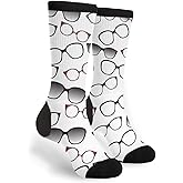 MXPINK Spectacle Frames Crew Socks - Fun Novelty Socks - Unisex, Black and White, One Size