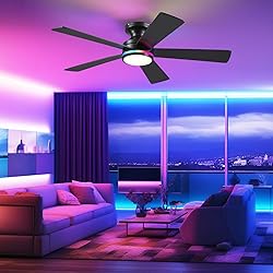 BYKISTOK 46In RGB Ceiling Fans with Lights - Black