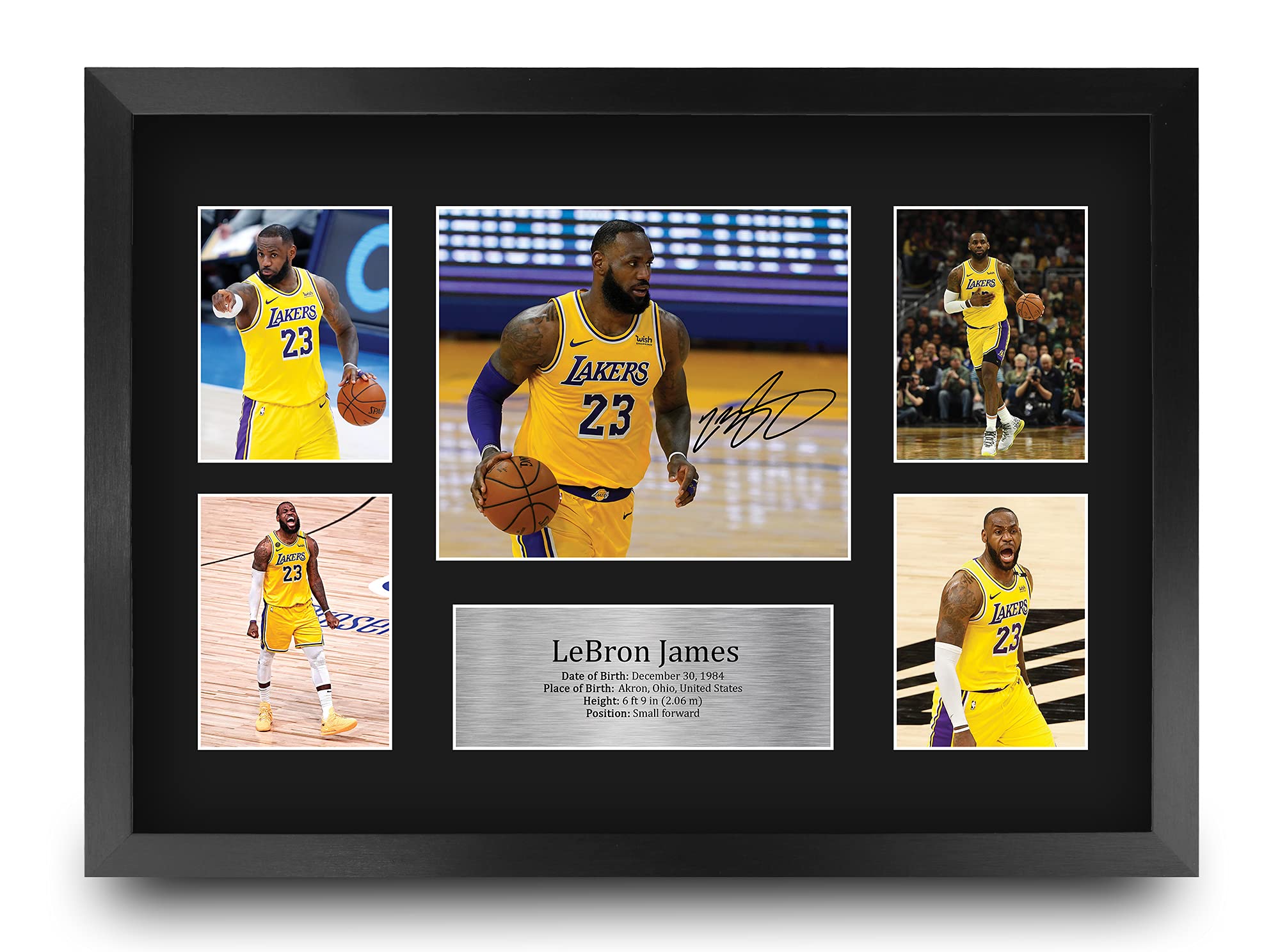 HWC Trading FR A3 LeBron James Lakers Gifts Printed Signed Autograph Presentation Display for Basketball Memorabilia Fans - A3 Framed