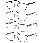 OLOMEE Reading Glasses Women Blue Light Blocking Metal Readers Small Head/Petite Face Lightweight Cheaters 130mm Frame Width