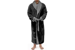 Istylish Men's Plush Shawl Collar Robe - Soft Fleece Bathrobe for Men, Full-Length Big and Tall Robe Fluffy and Cozy