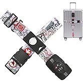 Travelkin Luggage Straps TSA Approved - Adjustable Cross Suitcase Straps with TSA Lock, Reinforced Buckle, Unique Pattern - Secure Heavy Duty Luggage Straps for Travel (Journey)