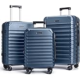 LIGHT FLIGHT Luggage Sets, 3 Piece Durable Suitcase Set with Spinner Wheels, 3 Pcs Hard Shell Lightweight Luggage with TSA Lock, Large Checked Travel Suitcases, 20/24/28 Inch, Royal Blue