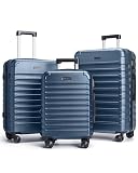 LIGHT FLIGHT Luggage Sets, 3 Piece Durable Suitcase Set with Spinner Wheels, 3 Pcs Hard Shell Lightweight Luggage with TSA Lock, Large Checked Travel Suitcases, 20/24/28 Inch, Royal Blue