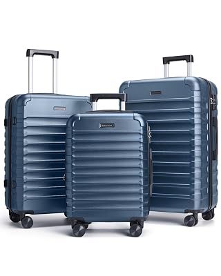 LIGHT FLIGHT Luggage Sets, 3 Piece Durable Suitcase Set with Spinner Wheels, 3 Pcs Hard Shell Lightweight Luggage with TSA Lock, Large Checked Travel Suitcases, 20/24/28 Inch, Royal Blue