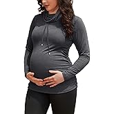 GINKANA Maternity Womens Tops Long Sleeve Casual Clothes Cute Drawstring Sweatshirts Pullover Top