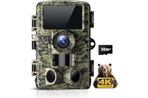 Dargahou Trail Camera 4K 48MP Game Camera with Motion Activated, Low Glow Infrared LEDs Night Vision 130° Wide Angle with 32GB SD Card for Outdoor Wildlife Deer