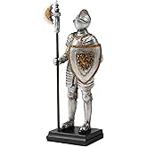 Veronese Design 3 5/8 Inch Medieval Knight Armor Poleaxe and Shield Polystone Hand Painted Figurine Home Decoration