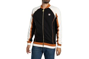 FILA Men's Eliot Flat Detail Track Jacket, Black/Gardenia/Pumkin Spice