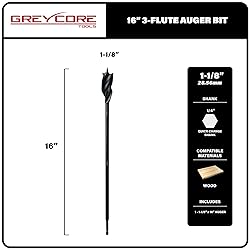 Greycore Tools 1-1/8 Inch x 16 Inch 3-Flute Auger