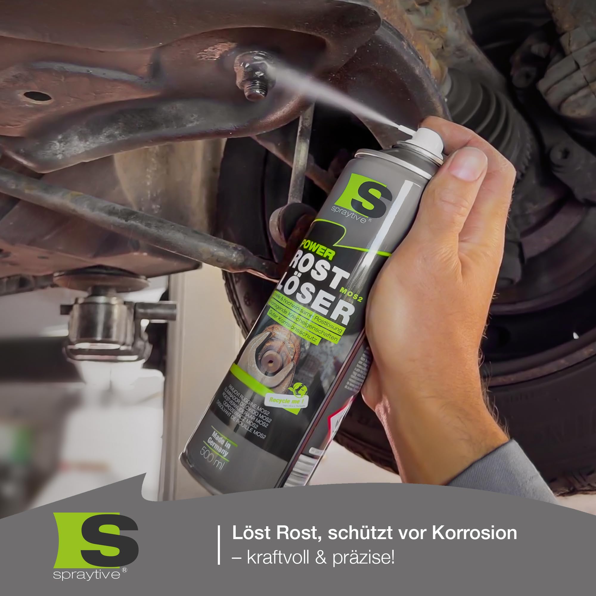 Spraytive 6 x 500ml Power Rostlöser MoS₂ Spray – Hochwirksamer Rostentferner mit Festschmierstoff – Kriechfähig, reibungsarm, korrosionsschützend – Für KFZ, Werkstatt & Industrie – Made in Germany 3