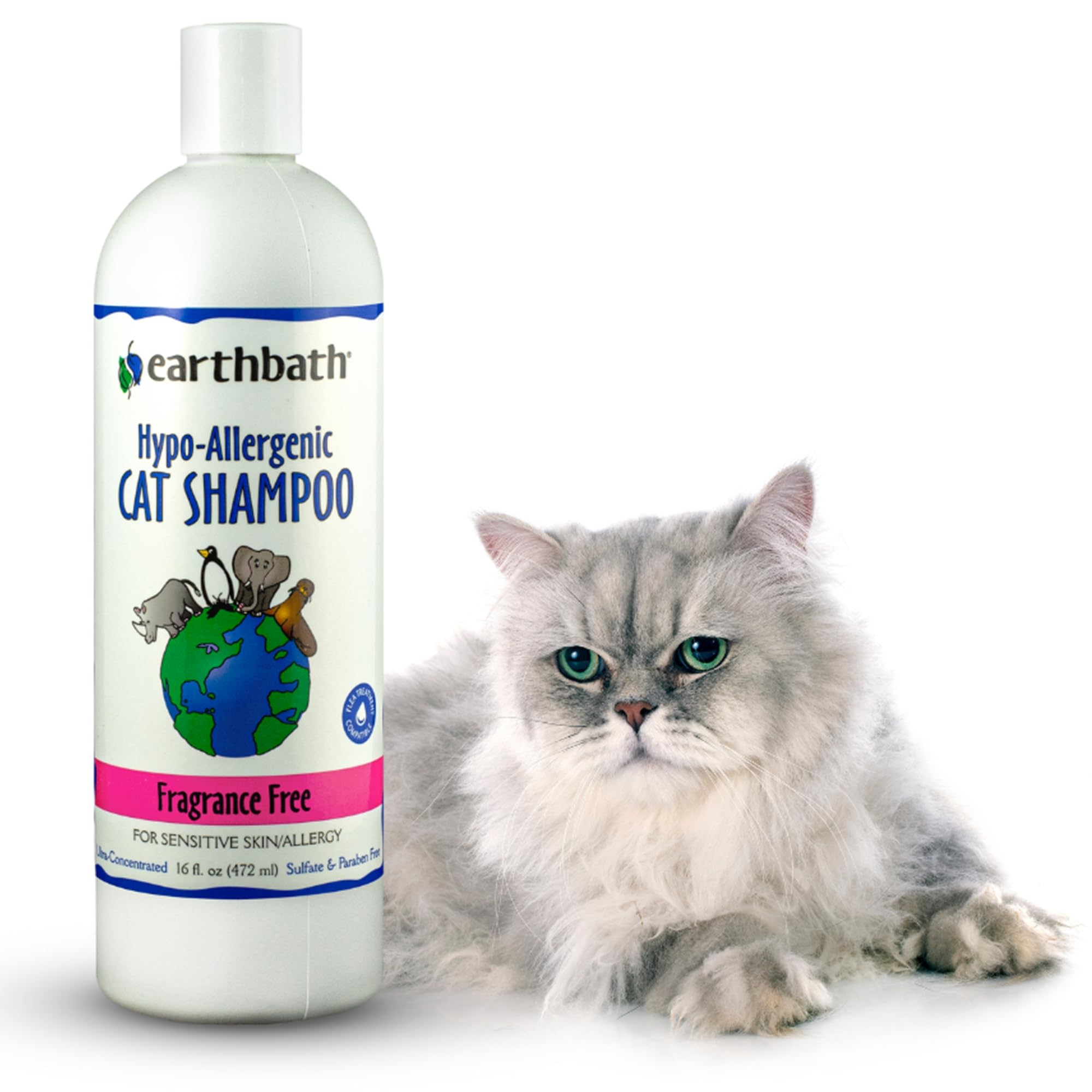 Earthbath Hypo-Allergenic Fragrance Free Cat Shampoo, 472 ml
